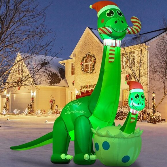 ⭐6 FT Christmas Inflatables Outdoor Decorations Inflatable Christmas Dinosaur - Picture 1 of 6